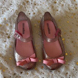 Mini Melissa Glittery Pink Dress Shoes